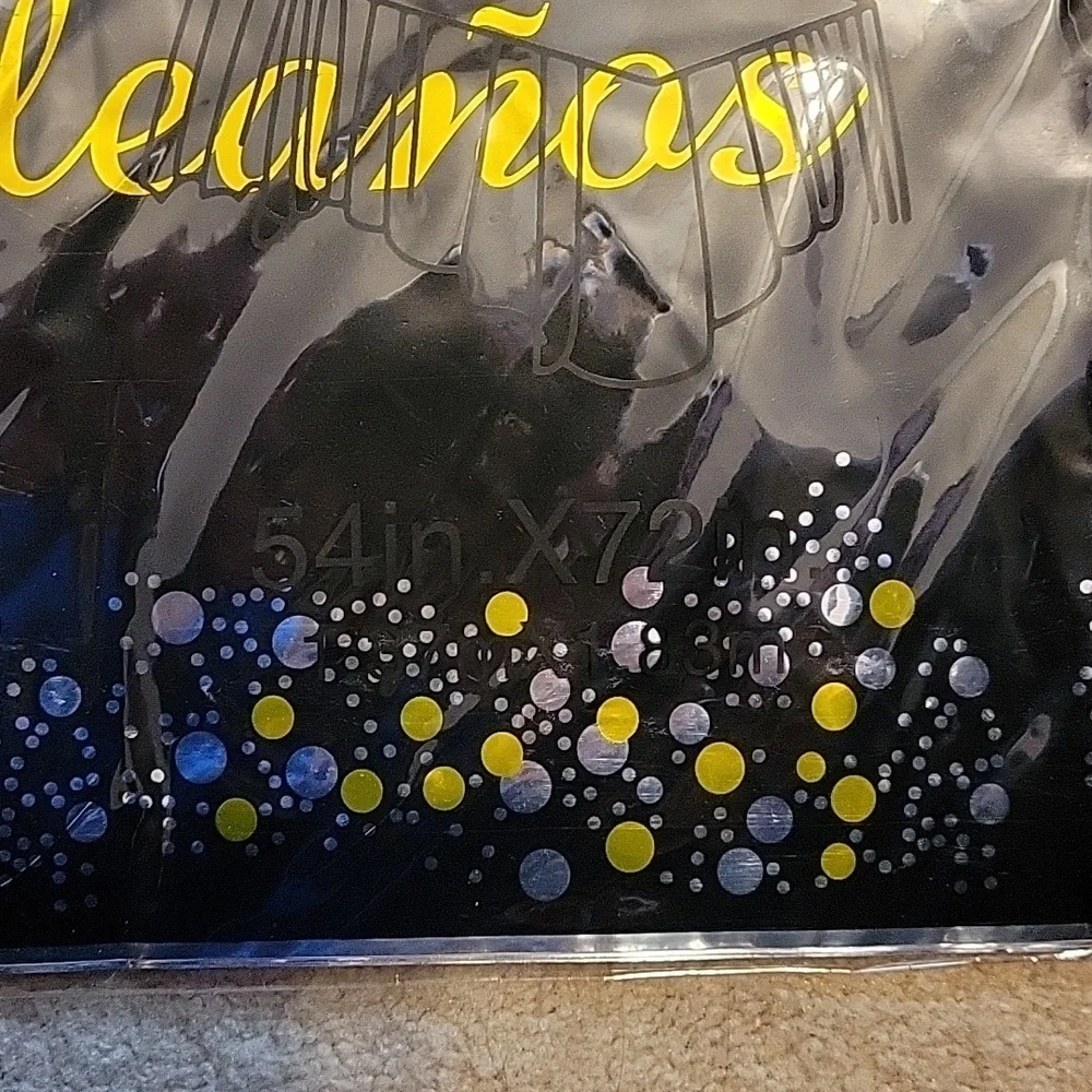 Feliz Cumpleaños Plastic Tablecloths New Set of 2 Black Gold Silver 54x72